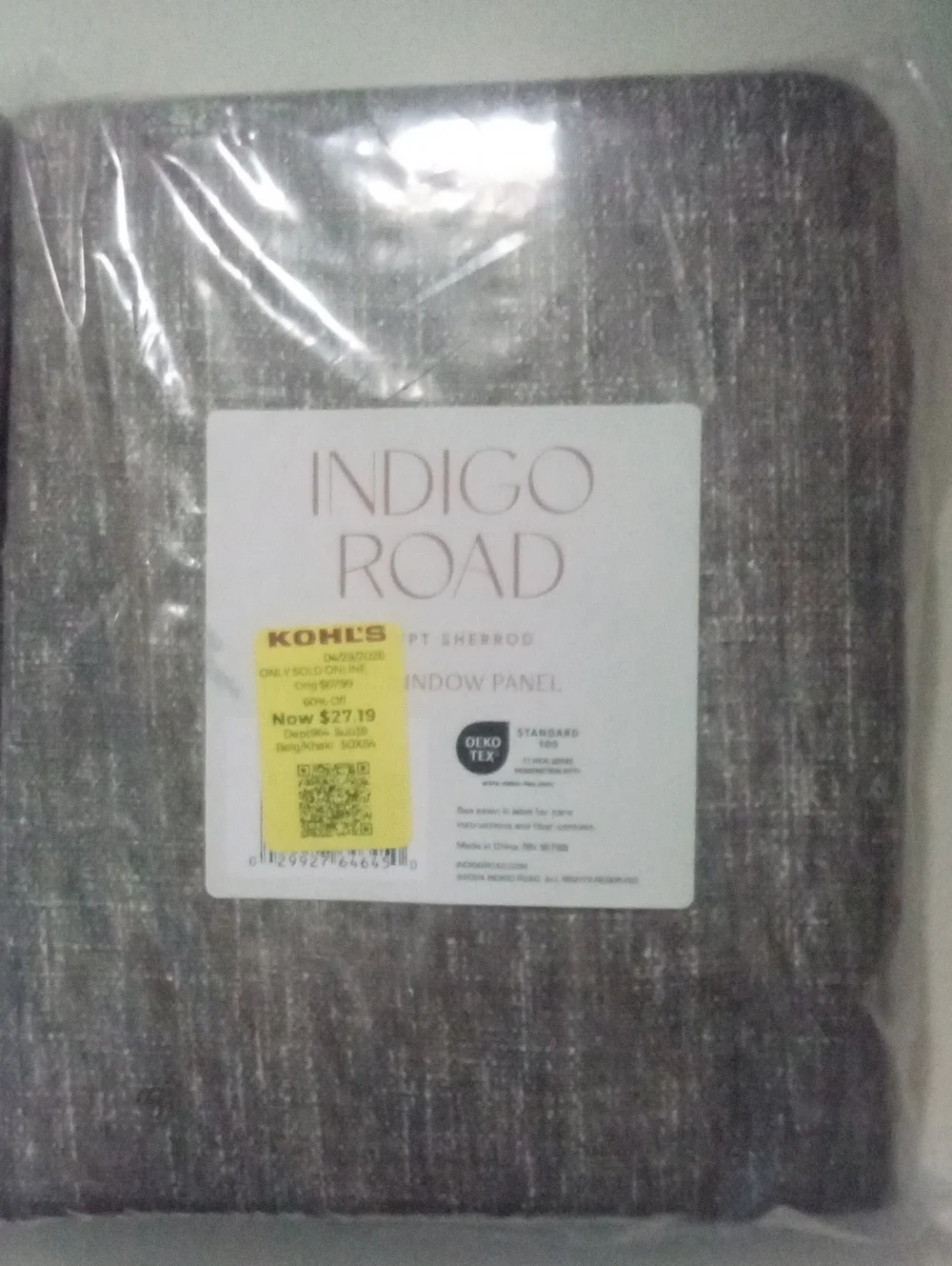 Indigo Road Textured Curtain Panels NWT $136 Heathered Brown 84